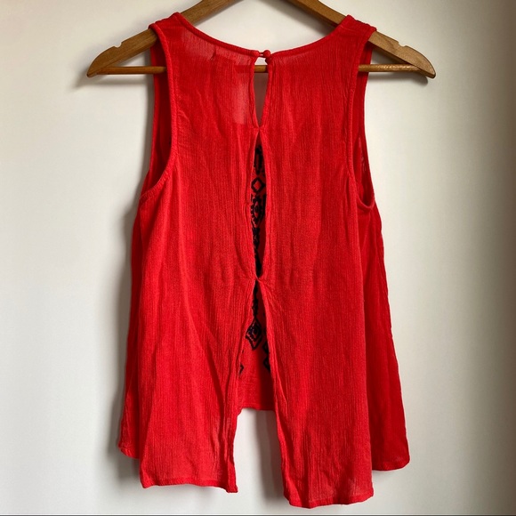 Ecote Boho XS Embroidered Open Back Tank Top - Picture 10 of 11